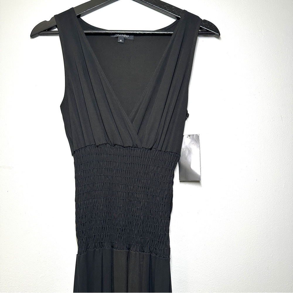 NWT Karen Kane Black Sleeveless Shirred Maxi Dress Vintage